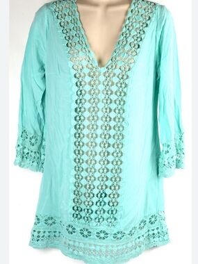 Solitaire Swim Sea Green crochet swim cover up